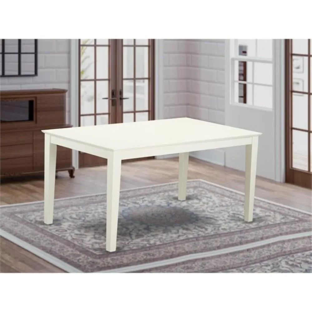Dining Table - a Rectangle Wooden Table Top with Sturdy Legs, 36x60 Inch, Linen White