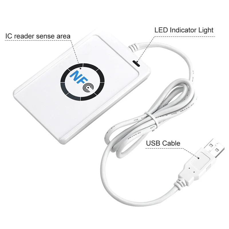 ABKN-ACR122U Programmer ISO14443 Pembaca Kartu Chip Pintar 13.56Mhz Tag Mesin Fotokopi Klon Duplikator NFC (C)