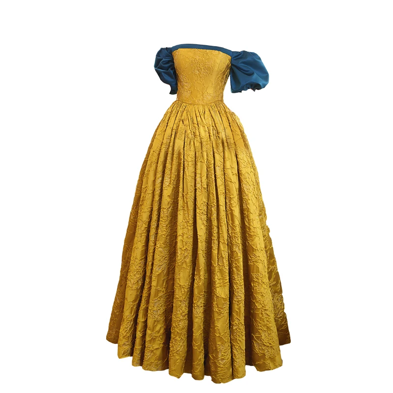 vintage golden slash collar rococo medieval dress Renaissance ball gown queen Victoria/Antoinette/Belle Ball