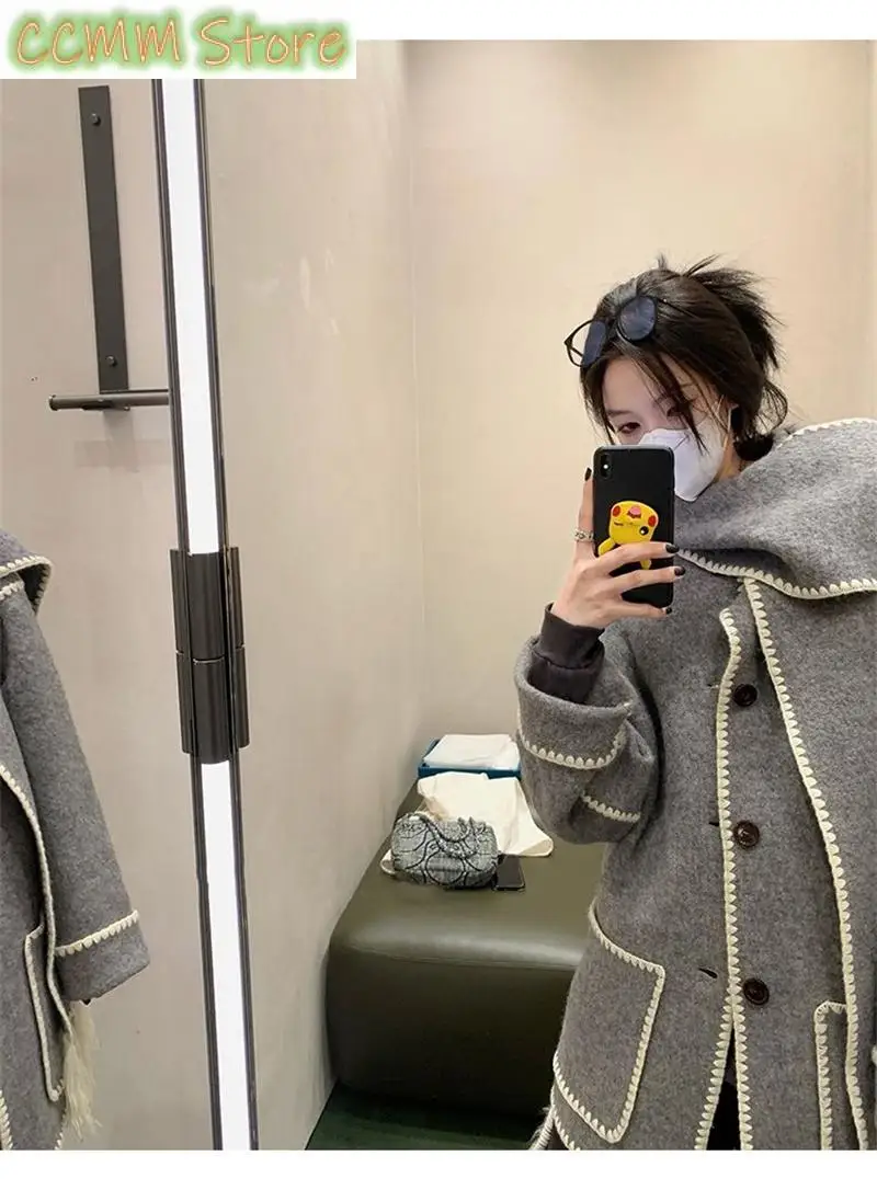 Autumn And Winter New Scarf Coat Small Fragrant Woolen Coat Woven Medium And Long