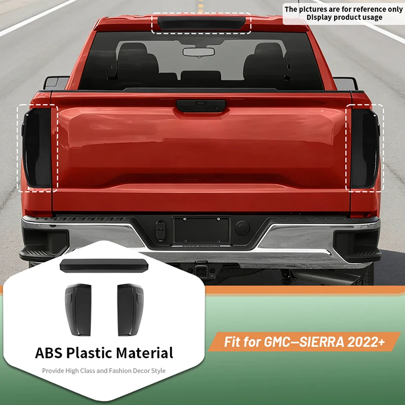 

Car Tail Light Decoration Cover Smoke Black For GMC Sierra 2022 Up Compatible With Low Version Non-LED Exterior Accessories