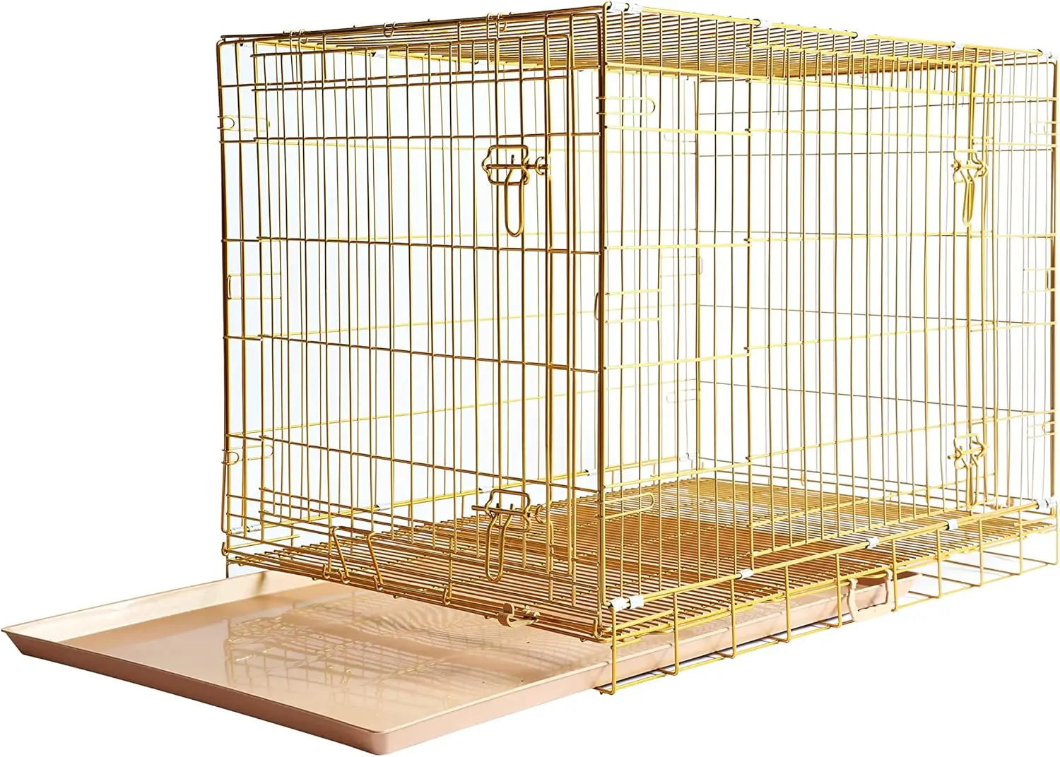 

Copper Gold Dog Crate 42 Inch, Portable Folding Metal Wire Dog Kennel Pet Dog Cage with Removable Floor Grid