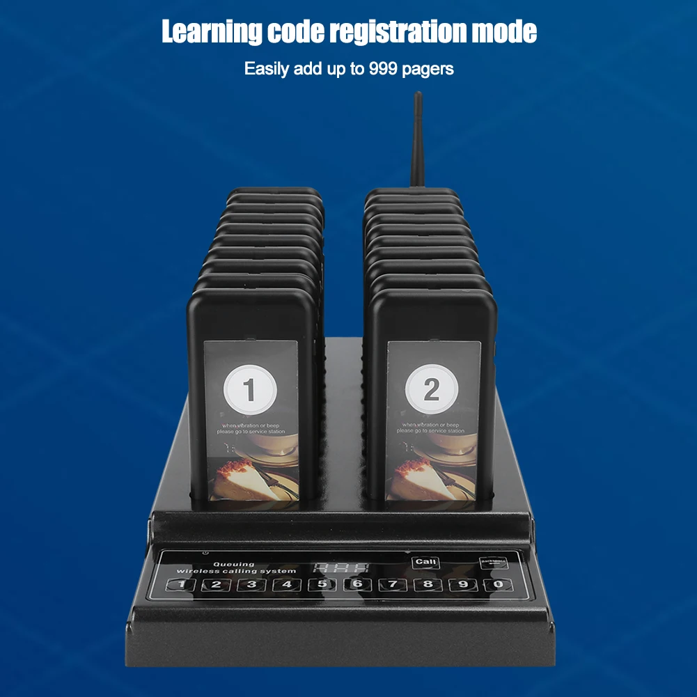 Wireless Restaurant Pager System SU-68Z 999-Channel Chargeable Queuing Guest Paging Hotel Cafe Calling Device