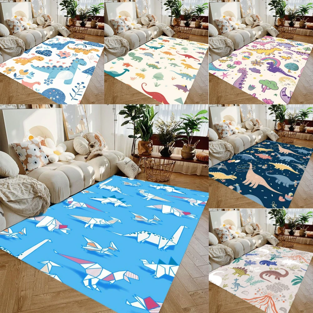 Cartoon Paper Folding Dinosaur Carpet for Living Room Decor Sofa Rug Children's Play Mat Bedroom Bedside Rug Nursery Floor Mat