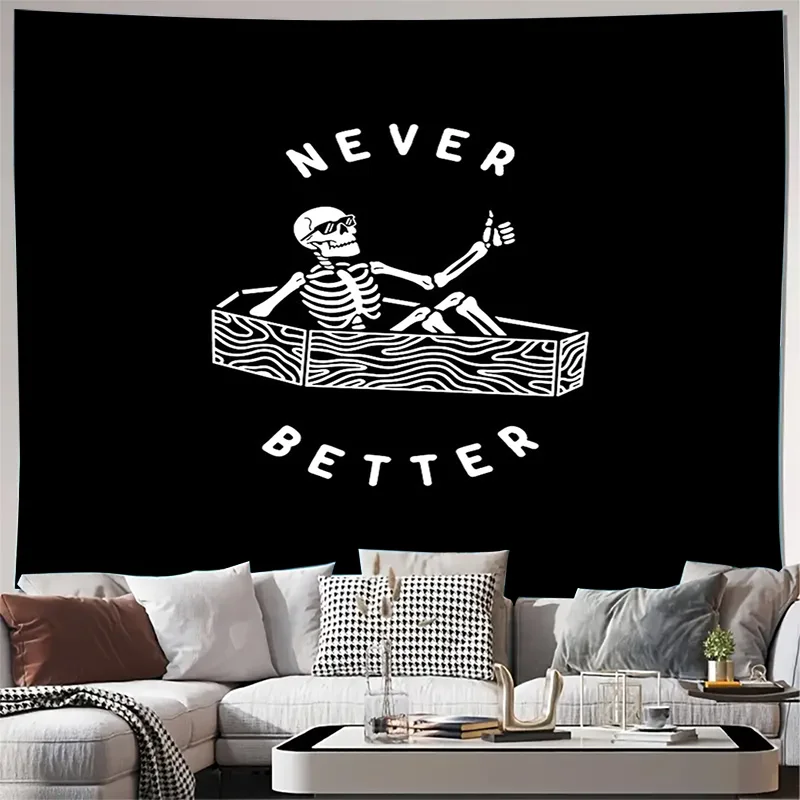 

Spooky Skeleton Tapestry Halloween Wall Hanging Gothic Room Decor Dark Academia Aesthetic Home Textile Dorm Decor