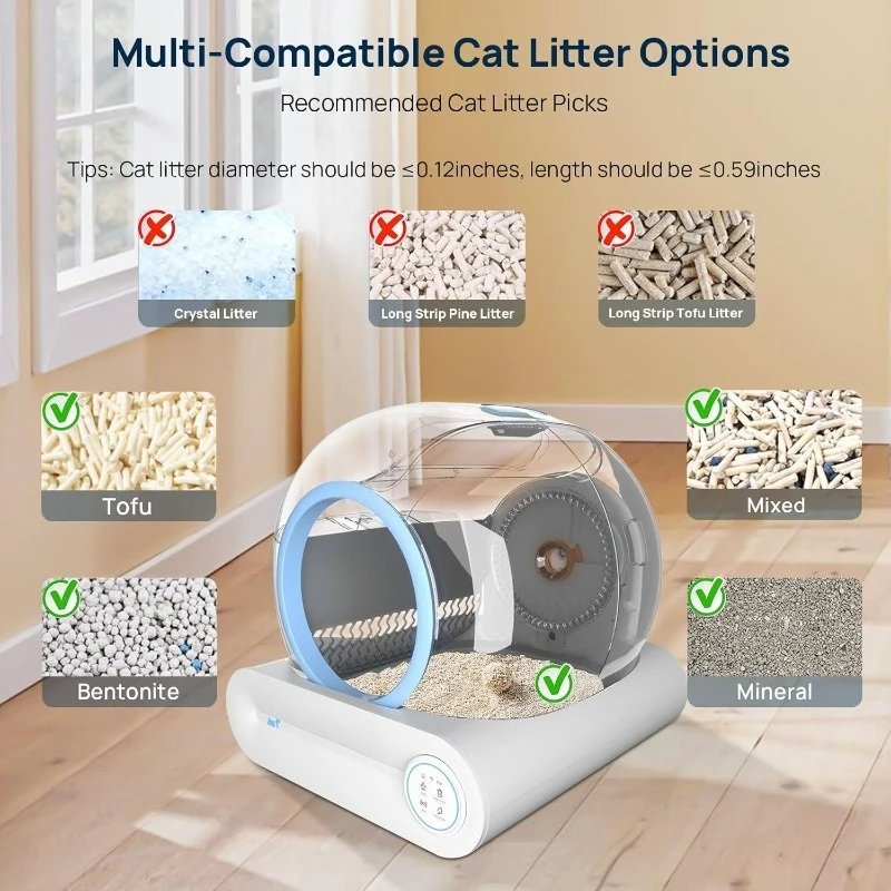 Self Cleaning Litter Box, 2024 Upgraded Automatic Cat Box with Mat & Multiple Cleaning Tools
