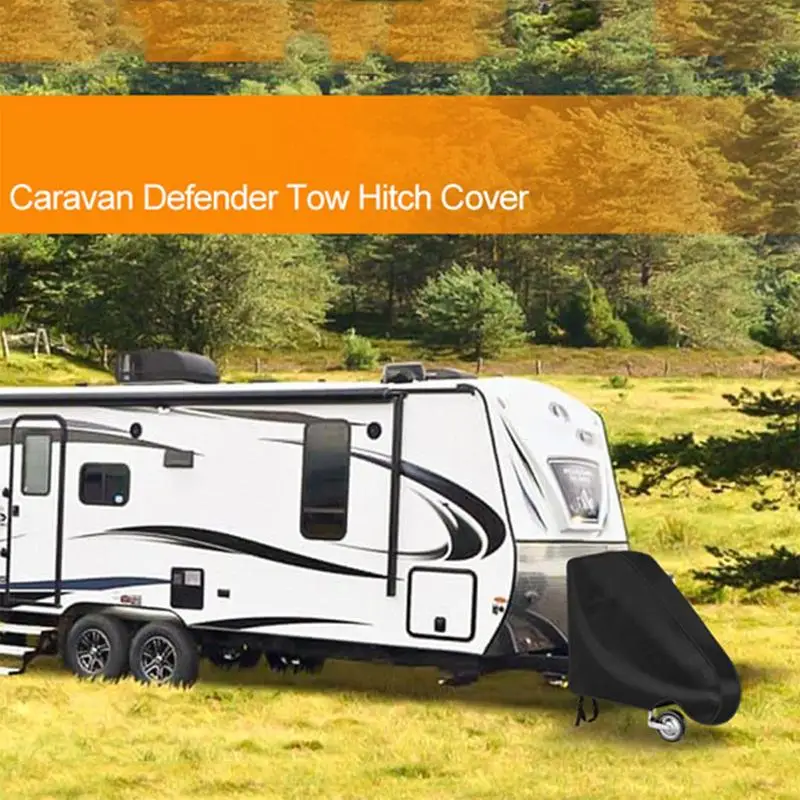 Caravan Hitch Cover Windproof Protective Cover For Waterproof And Dustproof Black Oxford Cloth Multifunctional Cover For Rv