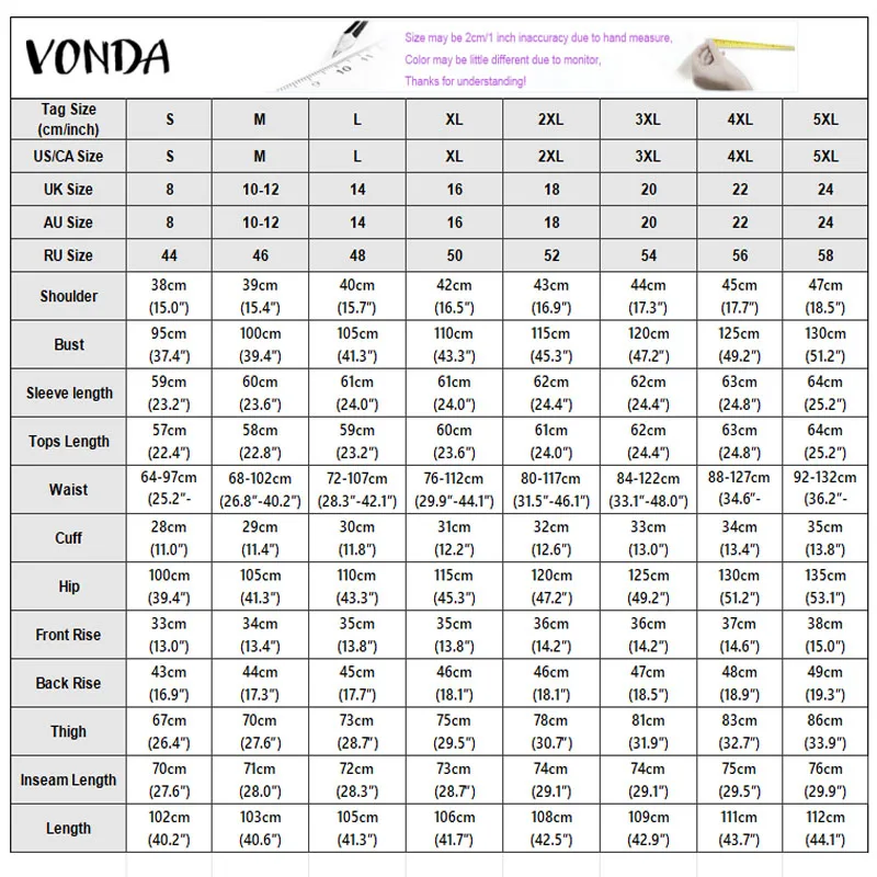 Plus Size Sets VONDA Women Long Sleeve 3D Flower Blouse and Long Pants Elegant Office Lady Streetwear 2PCS Casual Fashion Outfit