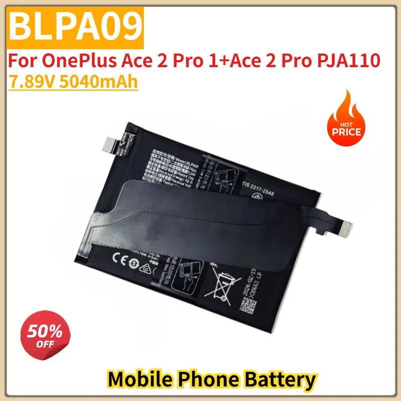

High Quality BLPA09 Phone Battery 7.89V 5040mAh For OnePlus Ace 2 Pro 1+Ace 2 Pro PJA110 Brand New Replacement Battery