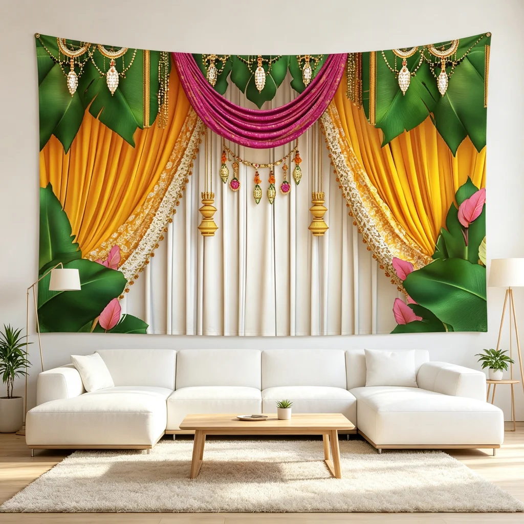 1PC Happy Birthday Balloons Colorful Print Backdrop Banner, Birthday Style, Bedroom Photo Background, Polyester, Home Decor