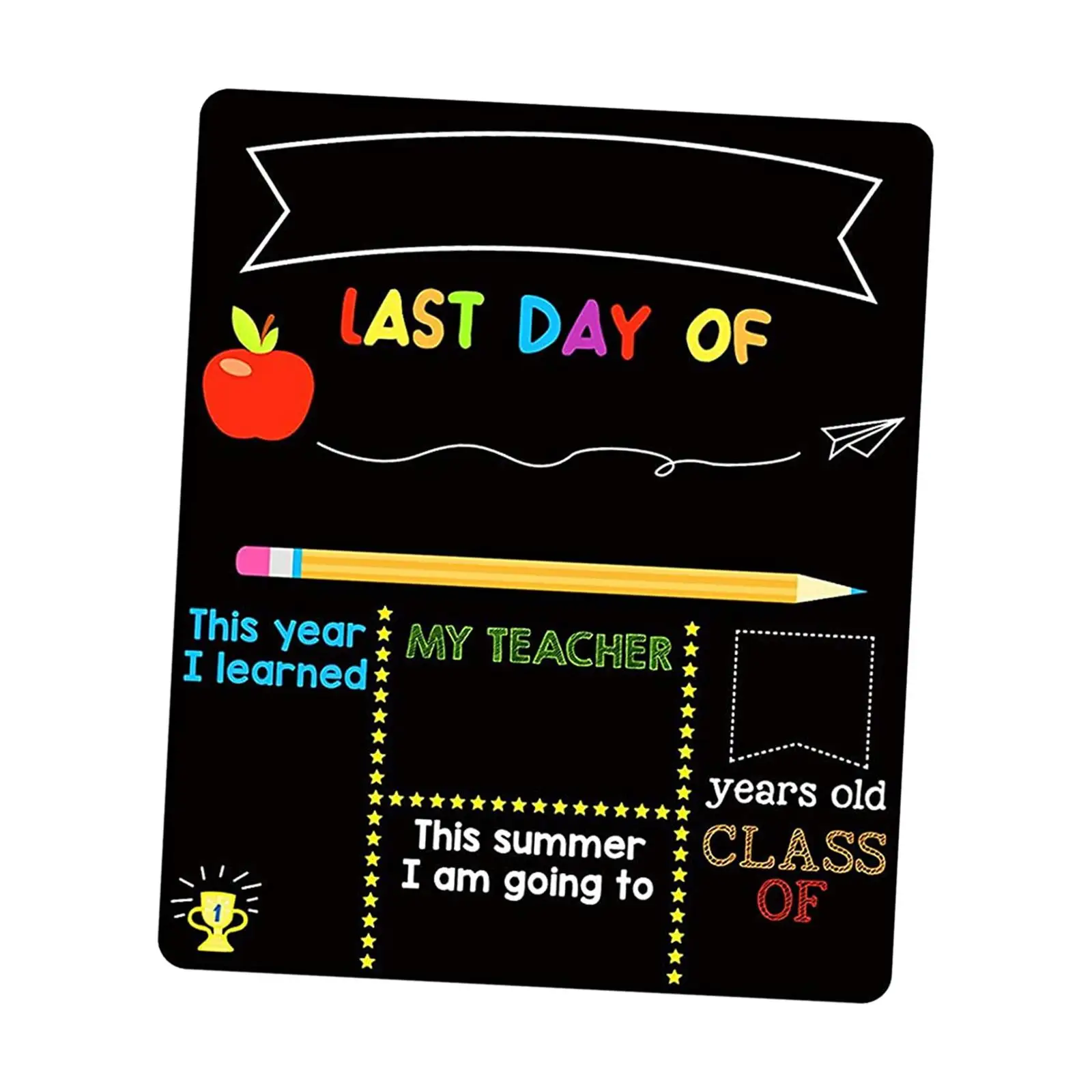 First and Last School Day Board Sign Wooden Back to School Chalkboard Sign for Kindergarten Nursery Household School Children