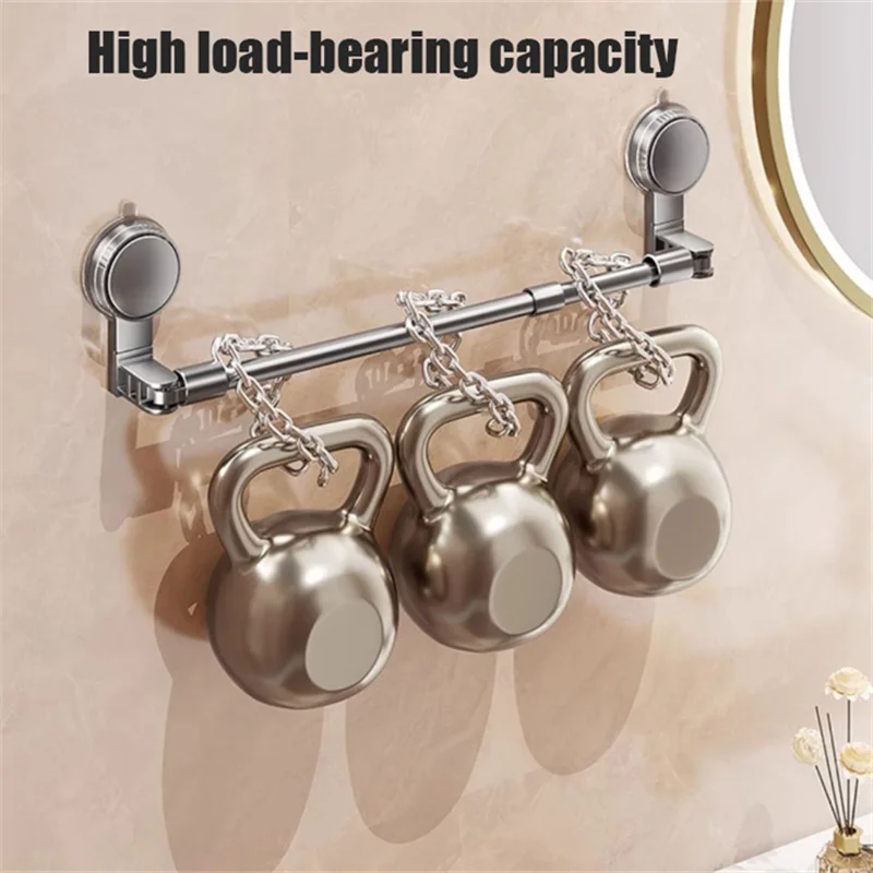 Suction Cup Towel Bar Toilet Towel Rack Retractable Non-Perforated Single Rod Towel Rack Bathroom Accessories