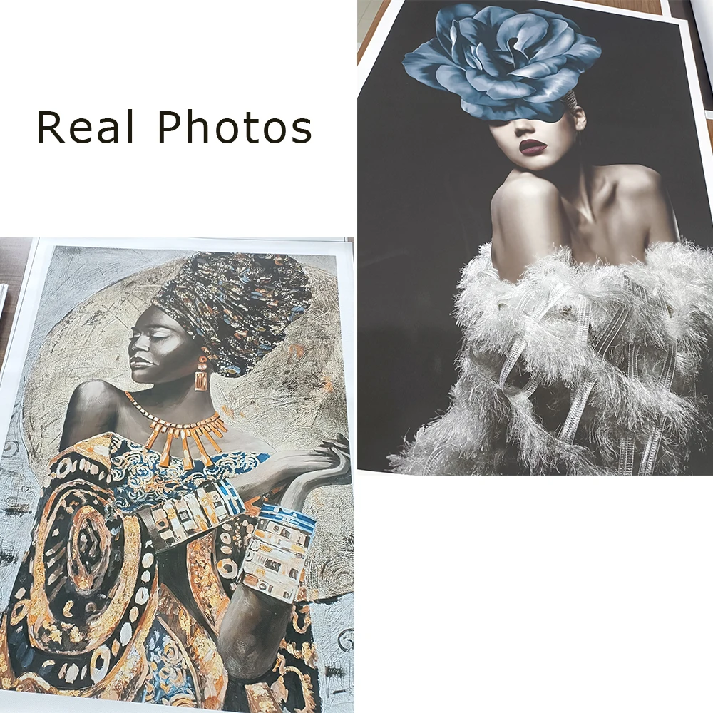 African Black Woman Portrait Canvas Print  Pop Art Painting Colorful Poster Wall Art Home Decor Picture for Living Room Bedroom