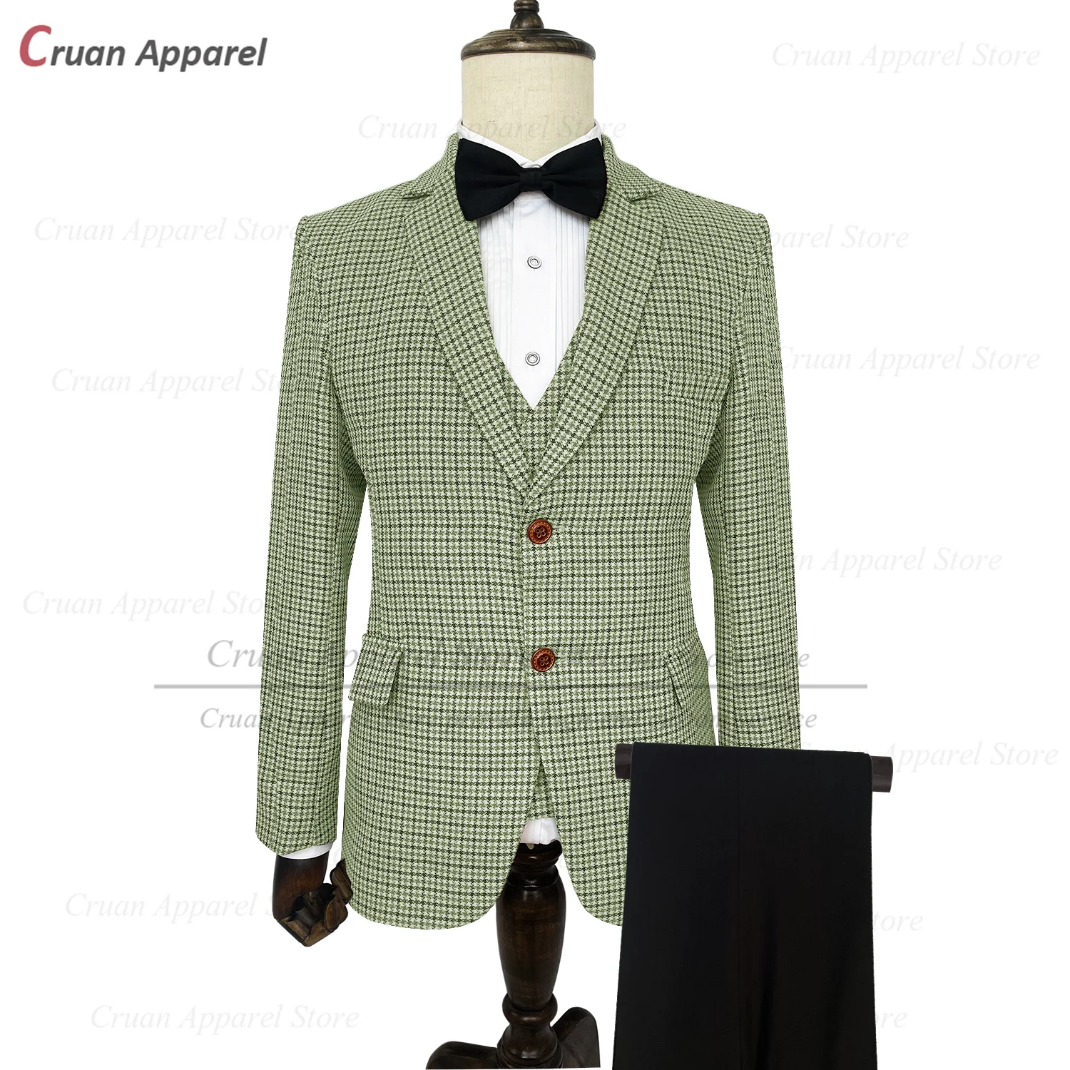 

Grey Plaid Suit Sets For Men Formal Dinner Business Lattice Printing Tuxedos Wedding Groom Fashion Jacket Vest Pants 3 Pieces