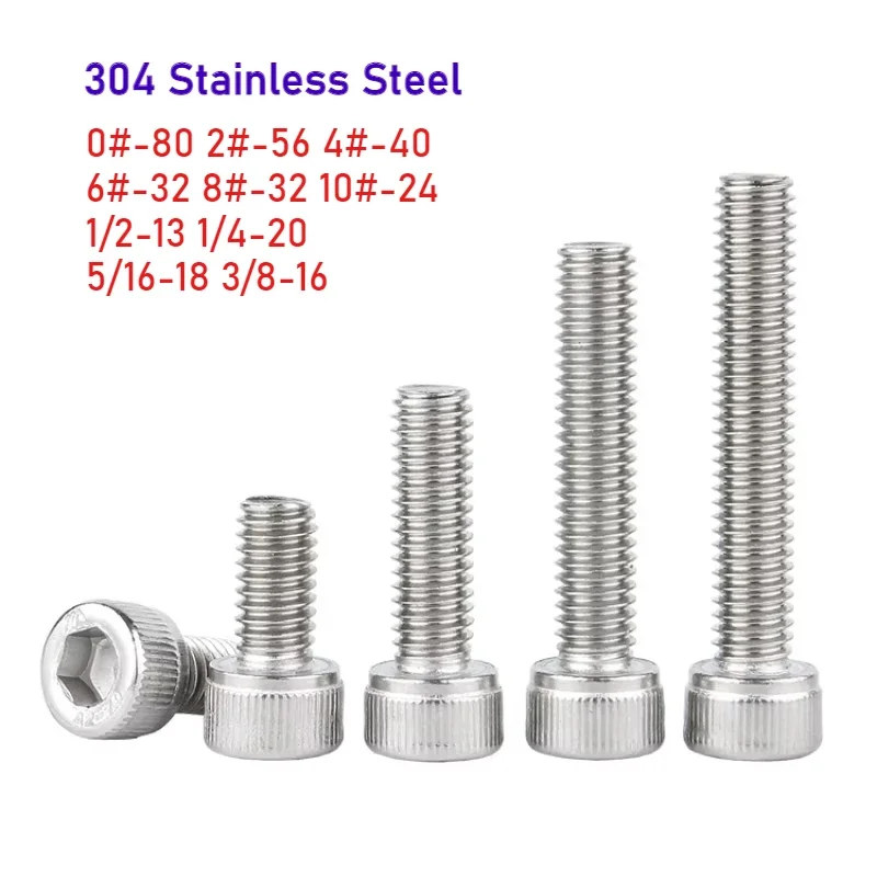 US Thread 304 stainless steel Hex Hexagon Socket Cap Allen Head Screw UNF 0 # -80 2 # -56  4 # -40 6#-32 ~ 3/8-16 Bolt