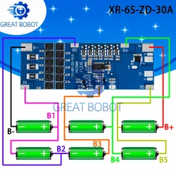 BS 6S BMS 10A 20A 30A 22.2V Li-ion Lithium 18650 Charge Protection Board With Balance And Temperature Control Protection
