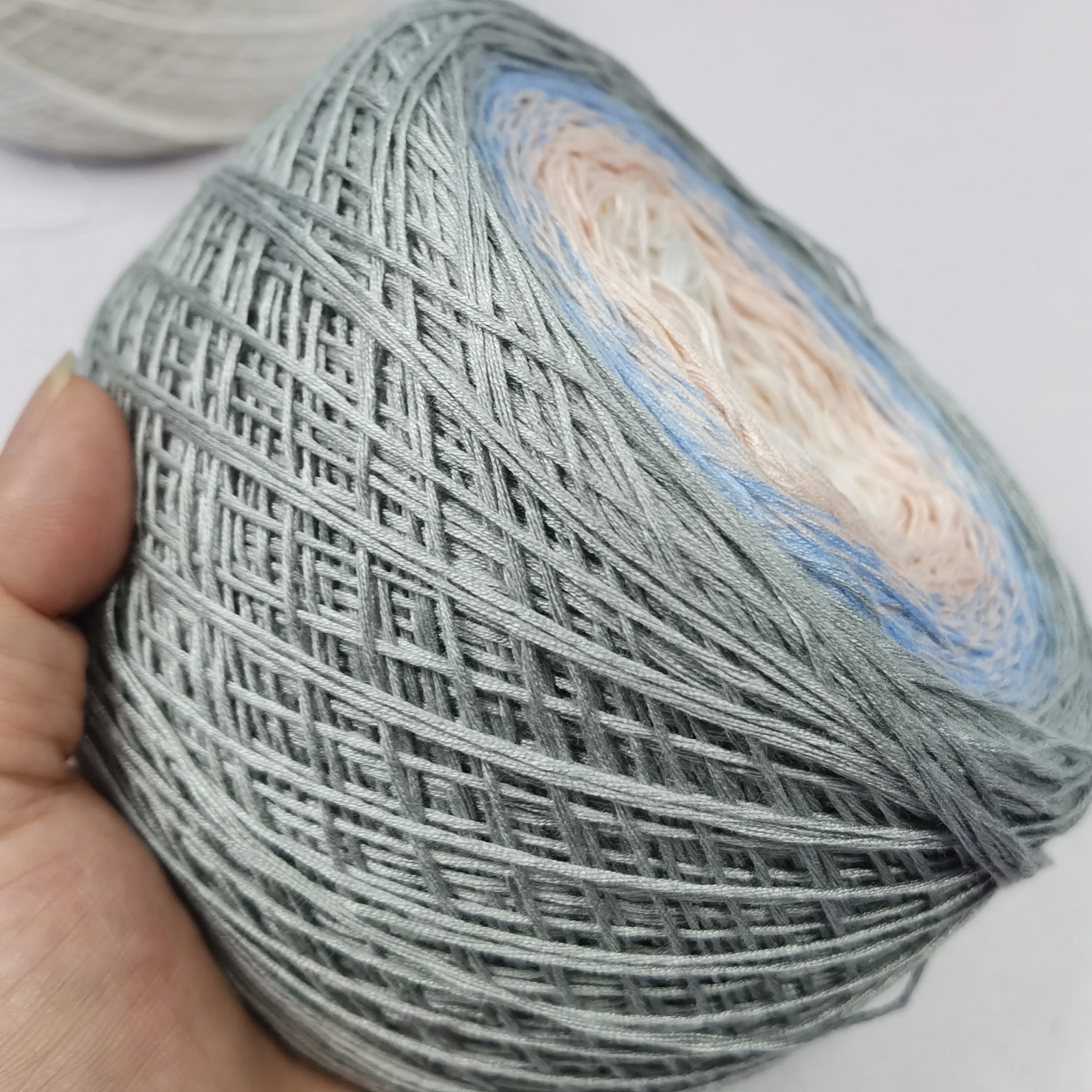 300g 6 Strand Colorful Pure Cotton Blend Cake Gradient Rainbow DIY Spring/Summer Crochet Skirt Lace Line Hand-Woven Soft Yarn