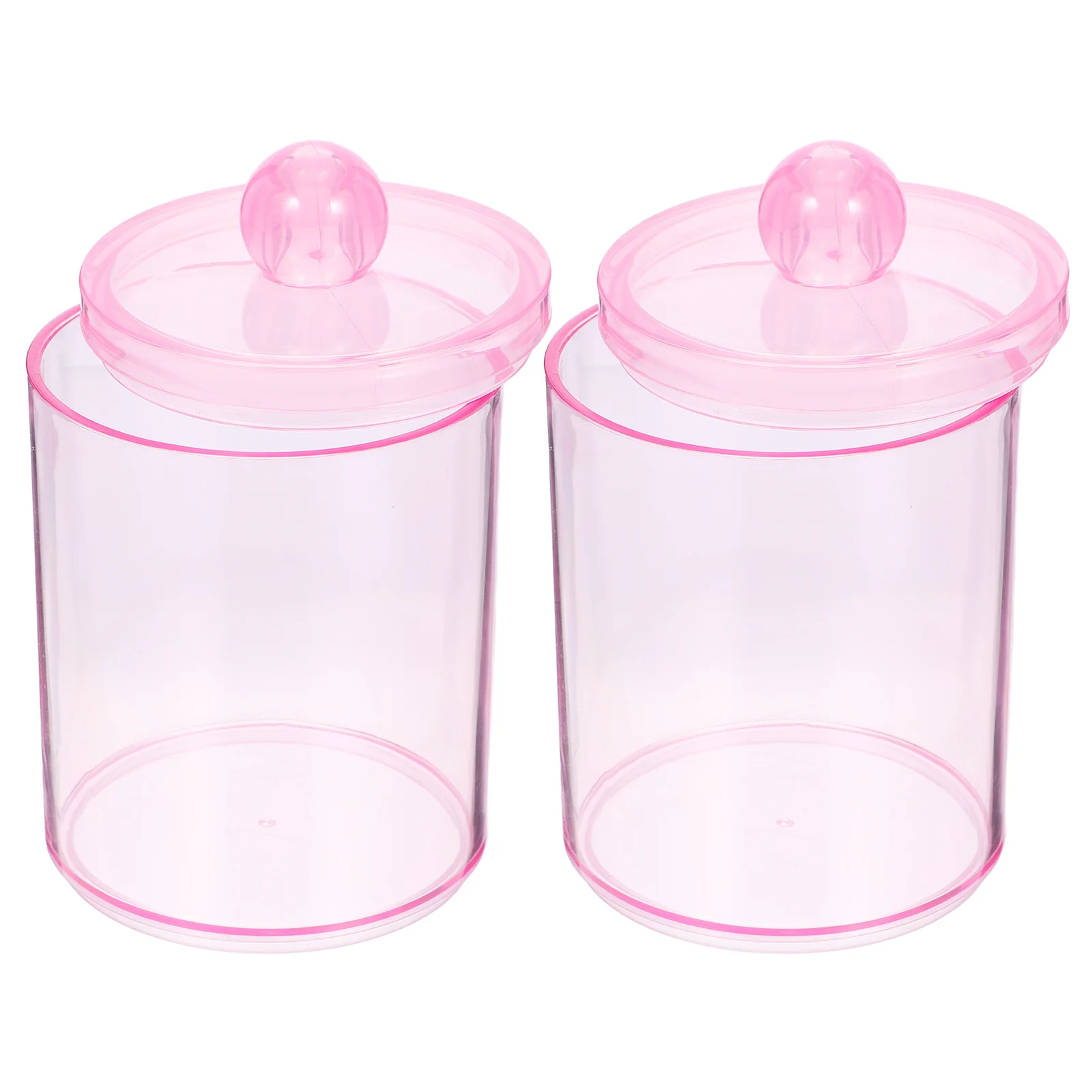 

2pcs Organizer Box Clear Material Dustproof Lid Smooth Edges Makeup Vanity Storage Jars For Cotton Pads Swabs