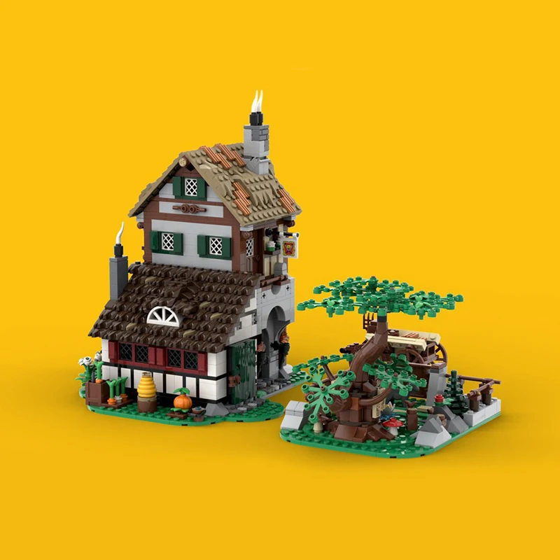 medieval town square moc building bricks shop cheese maker's shop assembly building blocks children's gift