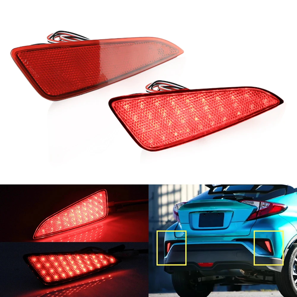 

2PCS LED Reflector Lamp Rear Fog Lamp Rear Bumper Brake Light Running Lamp For Toyota C-HR CHR 16-19 Yaris 20-UP Car Accessories