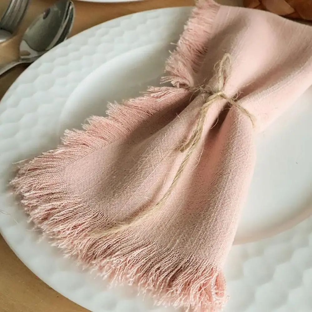 

Party Supply Table Decoration Linen Napkin Reusable Solid Color Cotton Napkin Retro Soft Placemats Banquet