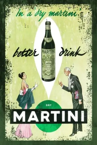 Dry Martini Wartime Vintage Advert Retro Style Metal Sign/Plaque cafe bar pub