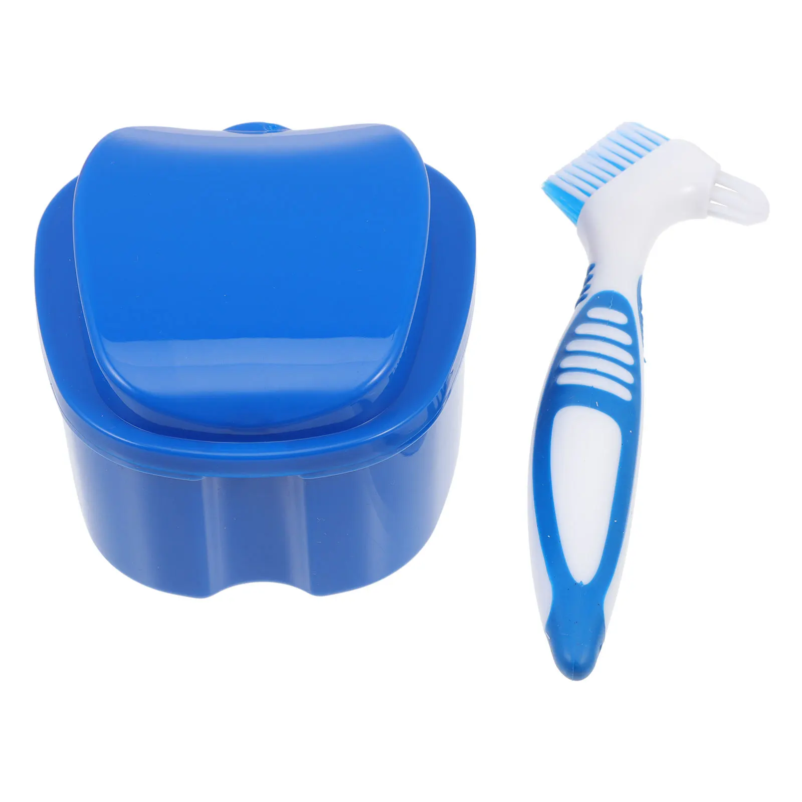 

1 set 1 Set False Tooth Holder Portable Storage Case Denture Holder With Denture Cleaning Brush Kit Oral Care Supplies