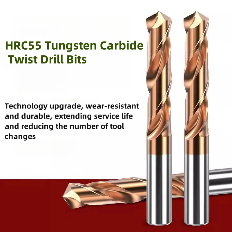 

HRC55 Tungsten Carbide Twist Drill Bits For CNC Lathe Stainless Steel Drilling Hard Metalworking Tool 1.2-14.3mm 7.1x28x55