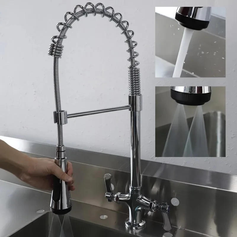 High-quality classic hotel pull-down countertop commercial/home kitchen faucet with pre-rinse spray head