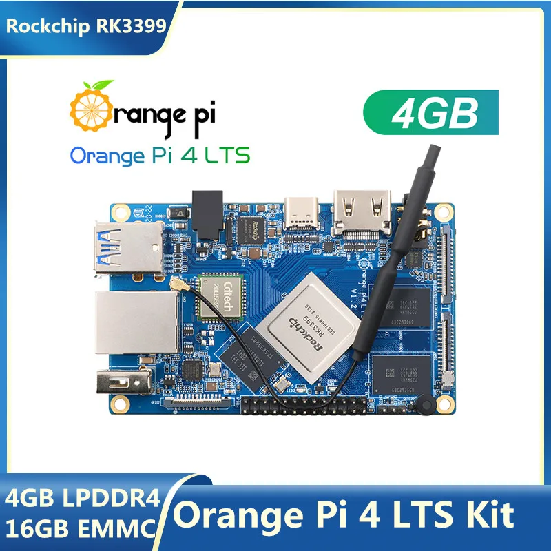 

Orange Pi 4 LTS 4GB LPDDR416GB EMMC Rockchip RK3399 Wifi+BT5.0 Gigabit Ethernet Run Android Ubuntu Debian OS for OPI 4 LTS