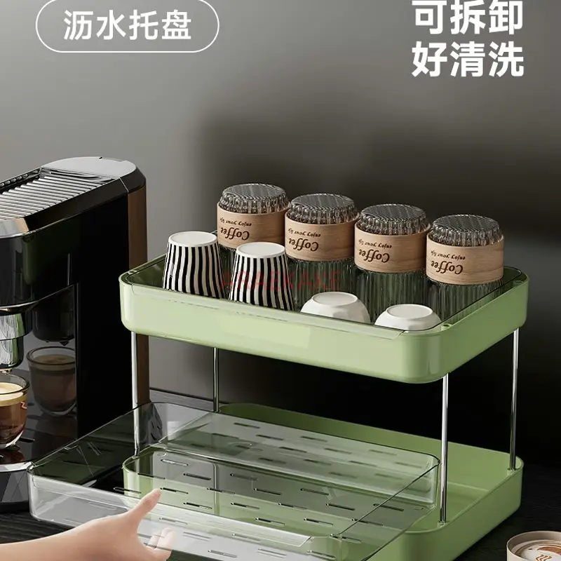 

1pcs Double layered cup holder desktop water cup storage rack coffee cup dining table tea cup storage tray