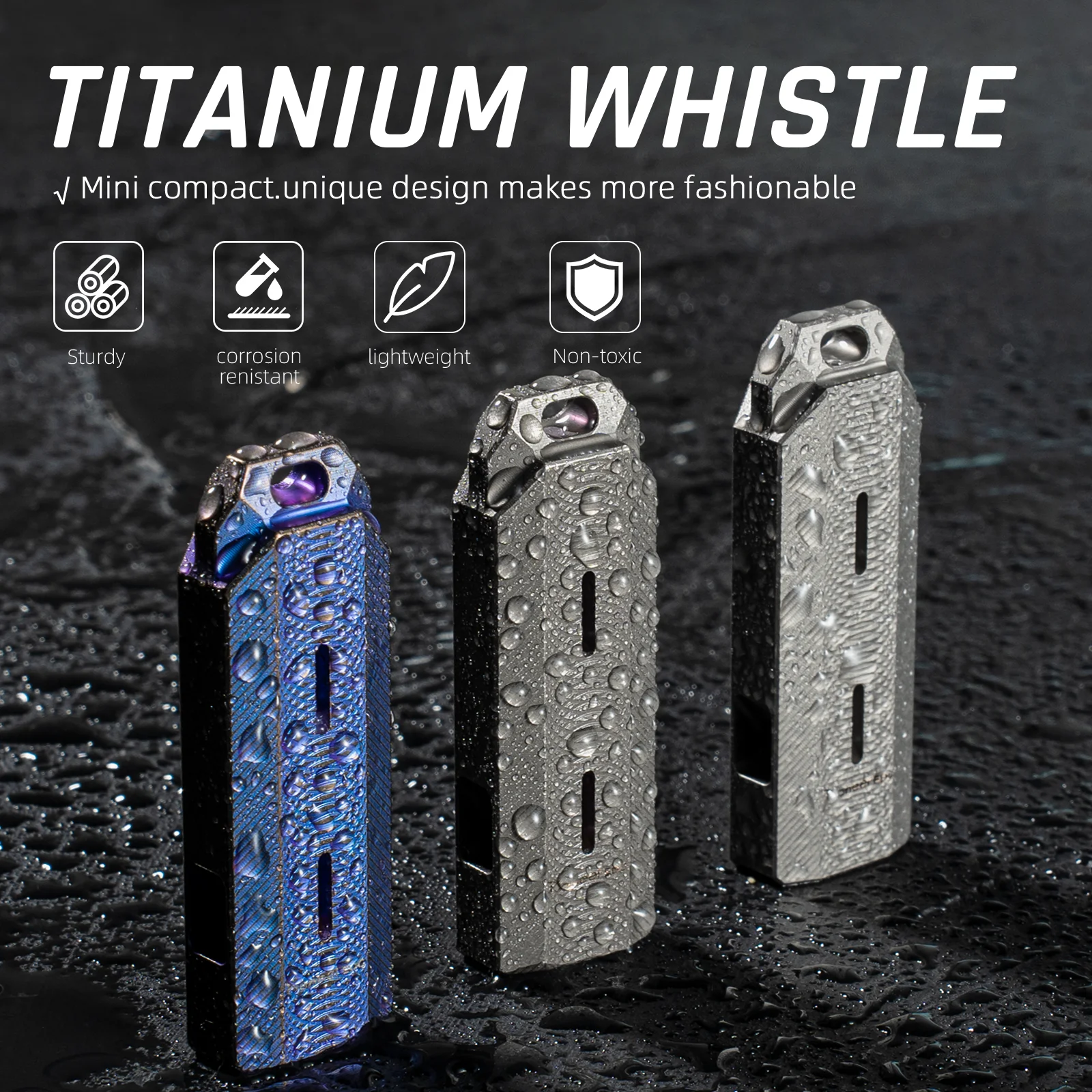 Popular EDC Metal Titanium Alloy Whistle for Sports Referee Double Hole Basketball Whistle for Wilderness Usage