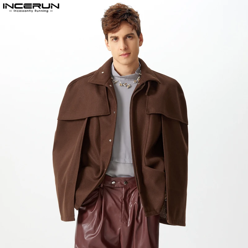 2024 INCERUN Men Casual Long Sleeve Cloaks Solid Color Bat Sleeve Trench Lotu Leaf Slice Fashion Elegant Loose Jackets S-5XL