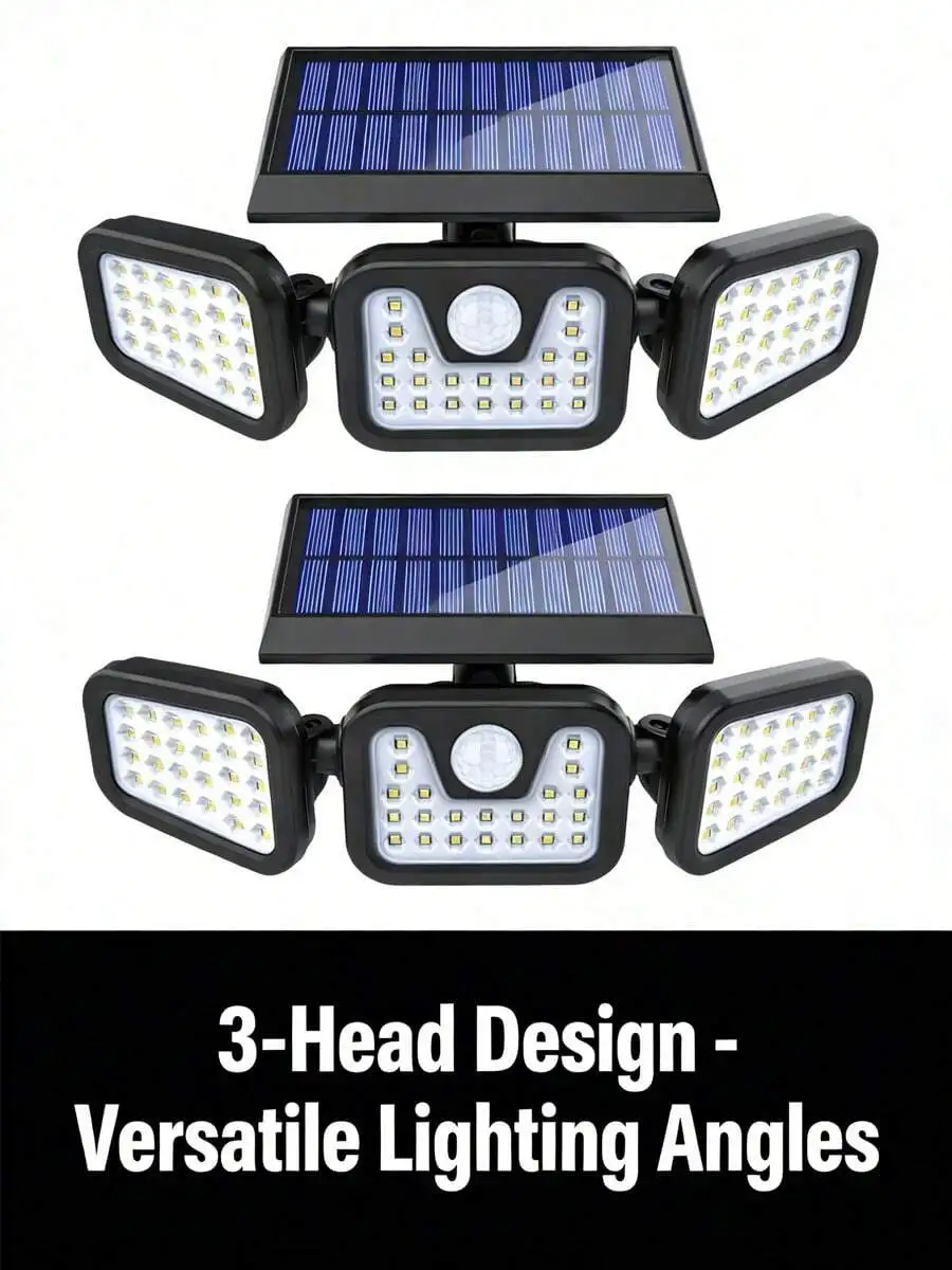 1/2/4/6/8pcs 100LED Solar Outdoor Light, Solar Wall Light, Solar Night Light, Garden Light, Garage Lighting, 1200 Lithium-Ion Battery, Waterproof ABS Material, Outdoor Wall Light Black Electrostatic Human Body Sensing 3 Functions,Suitable For Halloween De