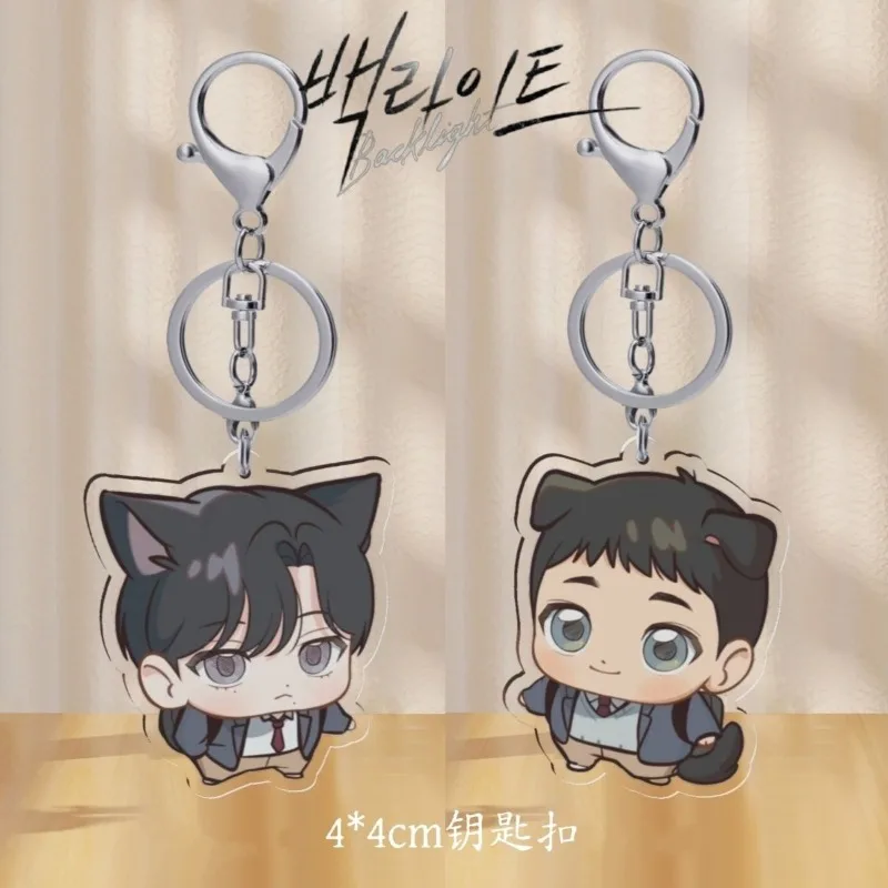 Backlight Acrylic Keychain Han Suin Baek Youngun Chibi Q Version High Aesthetic Gift Phone Strap Attachment Car Key Accessory