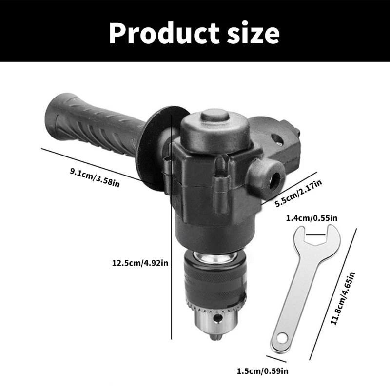Portable 90 ° trois mâchoires Chuck Corner Impact Adaptateur Adaptateur droit des angles droits Extension pli