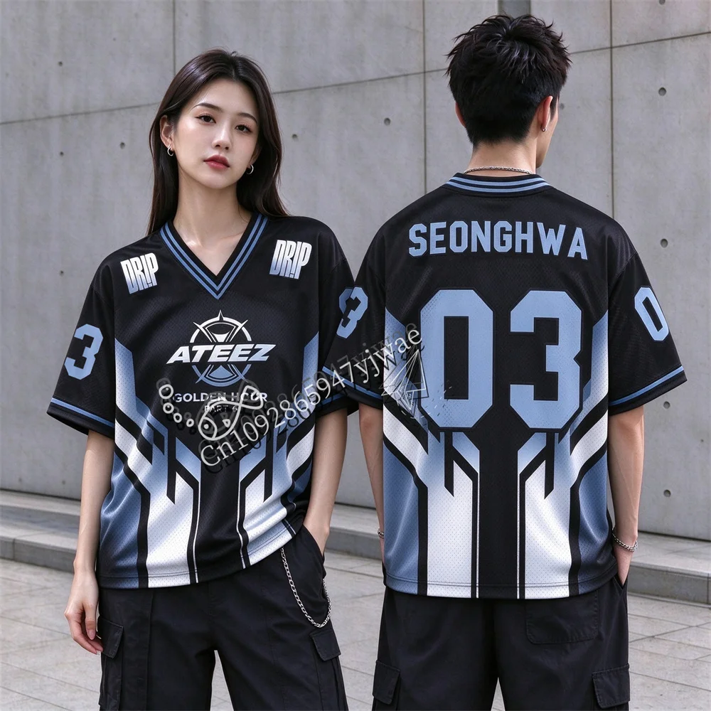 Seonghwa Hongjoong San Member T Shirt Drip Ateez Golden Hour Part 6 Mesh Jersey Y2k Streetwear Summer Women'S Men'S T-Shirts Top
