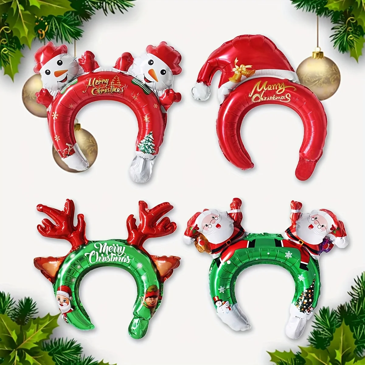 12/36 Stück Weihnachtsdekoration Stirnband Ballon Schneemann Rentier Weihnachtsmütze wird von älteren Menschen für Weihnachtskopfdekorationen verwendet