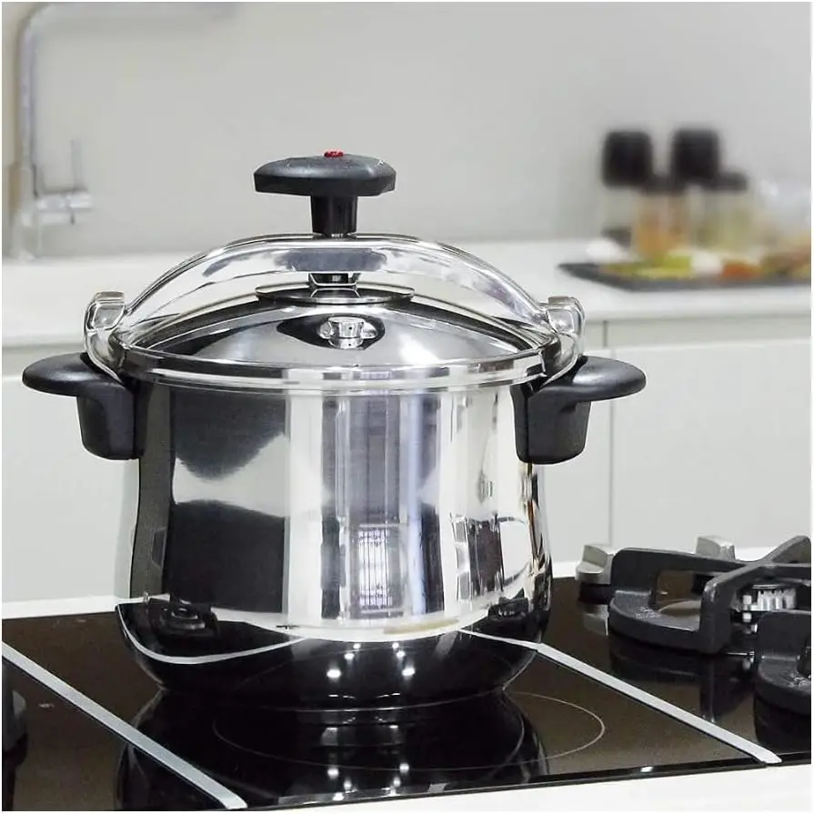 fast pressure cooker, 10.6 Quart, with rounded bottom, made in 18/10 stainless steel, suitable for all types o