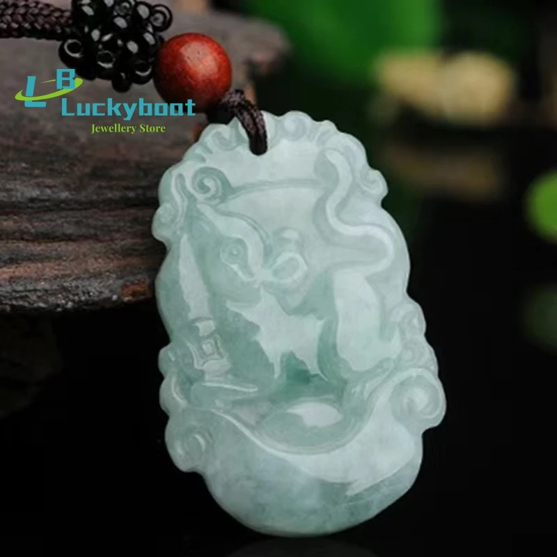 Natural Jade Hand Carved Burma Jadeite Monkey OX Dragon Tiger Horse Rabbit Cock Pendant Amulet Ornaments Chinese zodiac animal