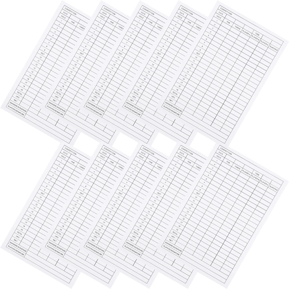 

10 Pcs Goalkeeper Golf Scorecard Record Use Tool Coated Paper Cards Accessories