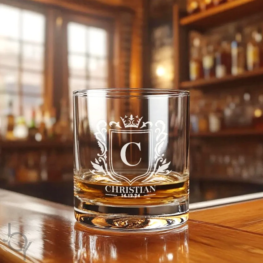 229ml Personalized Whiskey Glass Custom Wedding Glasses for Groomsmen Gift, Birthday Gifts for Husband, Lover, Brother, Friend