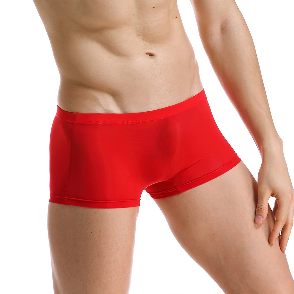 Men Panties Mens Ice Silk Seamless Underwear Solid Color Ultra-thin Breathable Boxer Shorts Summer Male Underpants Boxershorts