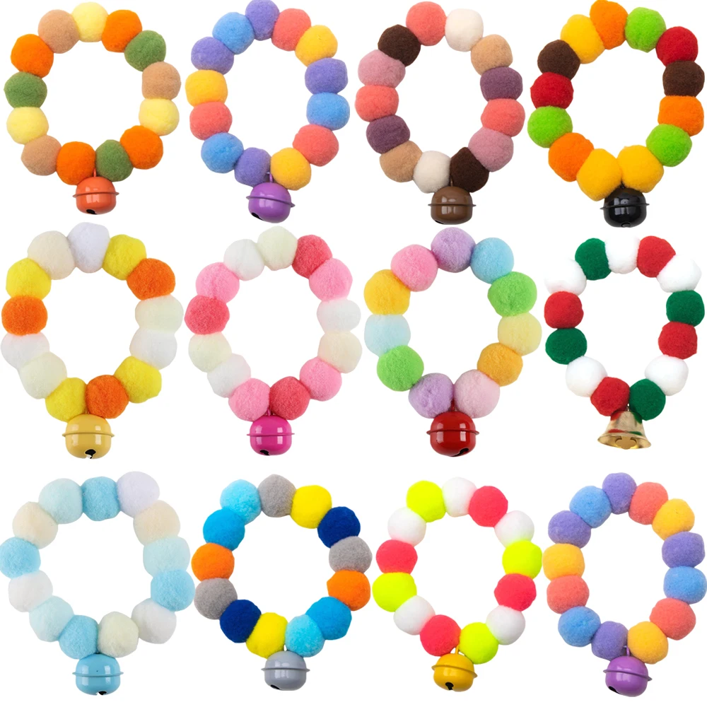 30pcs pet Dog Bow Tie Rainbow Flower Hair Ball Necklace Collar Pet Dog Cat Bowties Neckties Dog Grooming Accessories