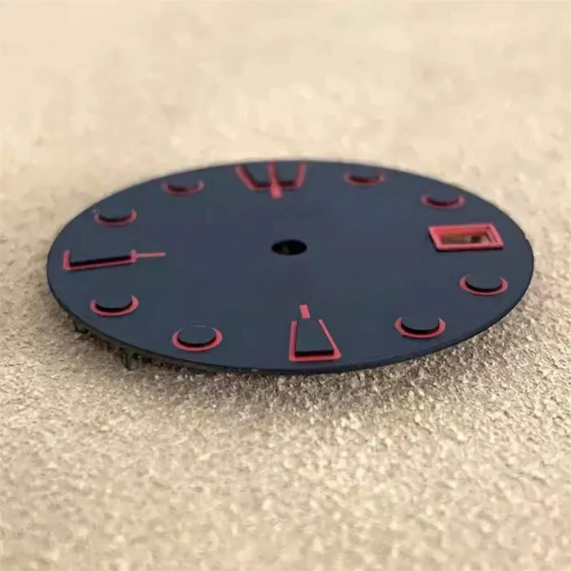Nh35 dial 28.5mm sem luminoso fosco preto vermelho relógio dial para nh35 nh36 movimento automático novo diy