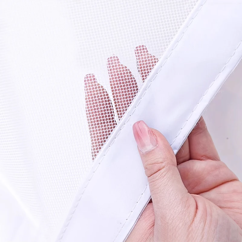 نافذة شاشة بسحاب بيضاء على شكل حرف U، شبكات ناموسية ذاتية اللصق وقابلة لإعادة الاستخدام للنوافذ، شاشات نافذة مضادة للبعوض، تول