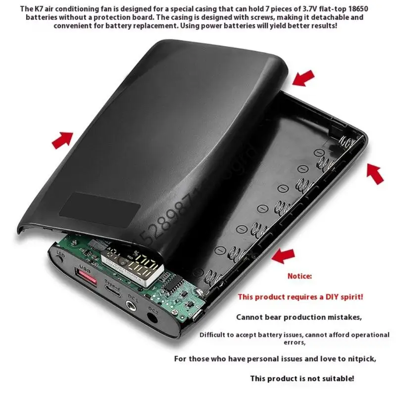 7Slot 18650 حالة البطارية الجهد القابل للتعديل 7pcs 18650 قذيفة حامل البطارية للأجهزة الإلكترونية للتخييم في الهواء الطلق 634A #3