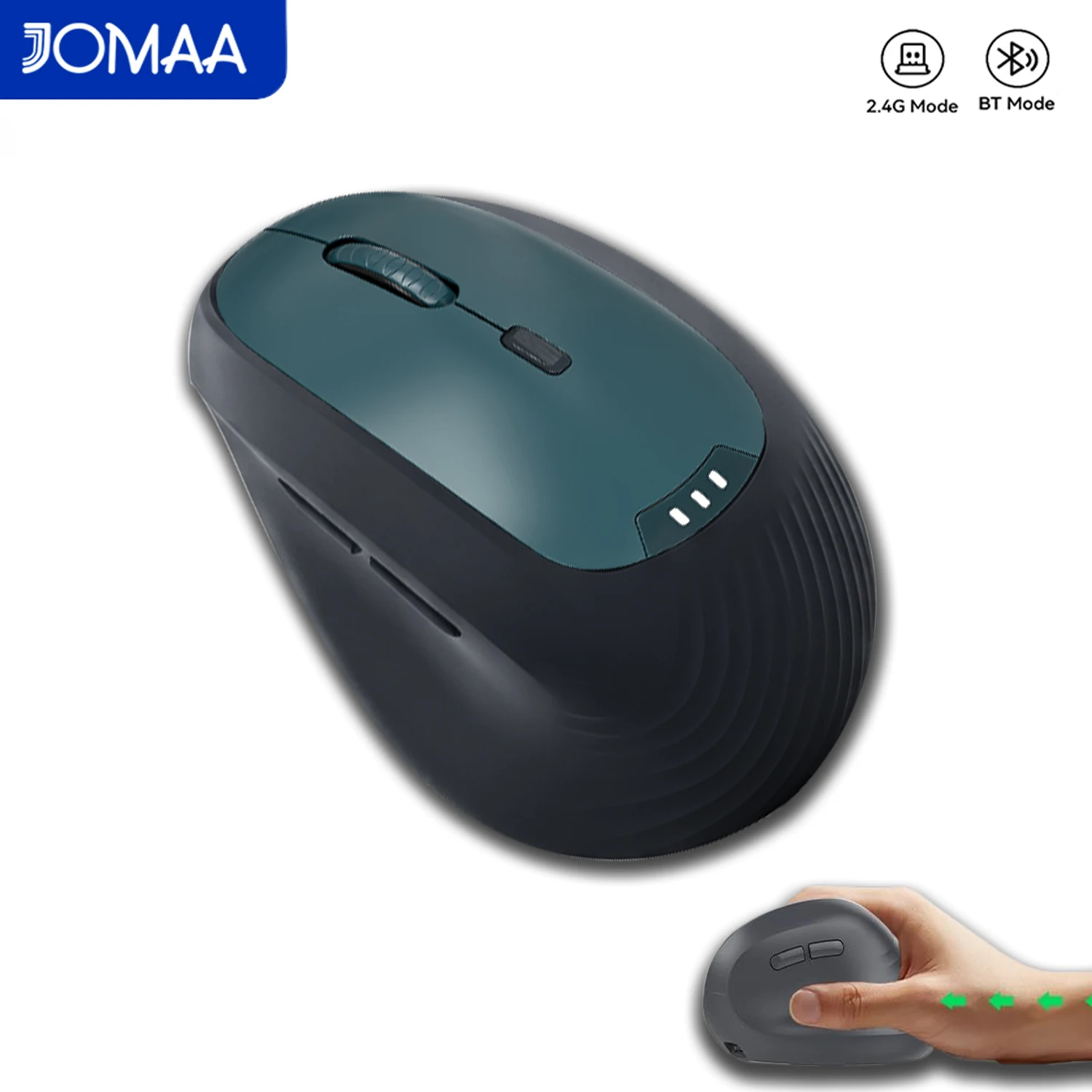Ergonomic Bluetooth 5.2& 2.4G Wireless Mouse with Noiseless Button,Rechargeable 8000DPI Wireless Optical Mouse for Window/Mac OS