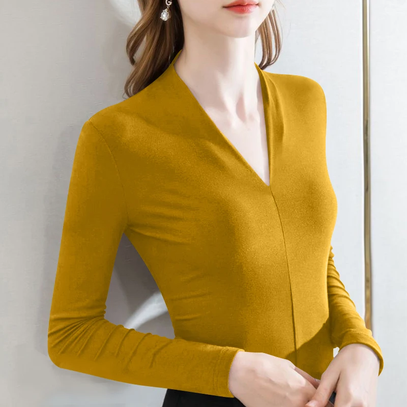 Sexy Slim Fit Long Sve V-Ne Thermal T-irt Faionable Base Layer irt Warm Inner Wear Top for Autumn Winter