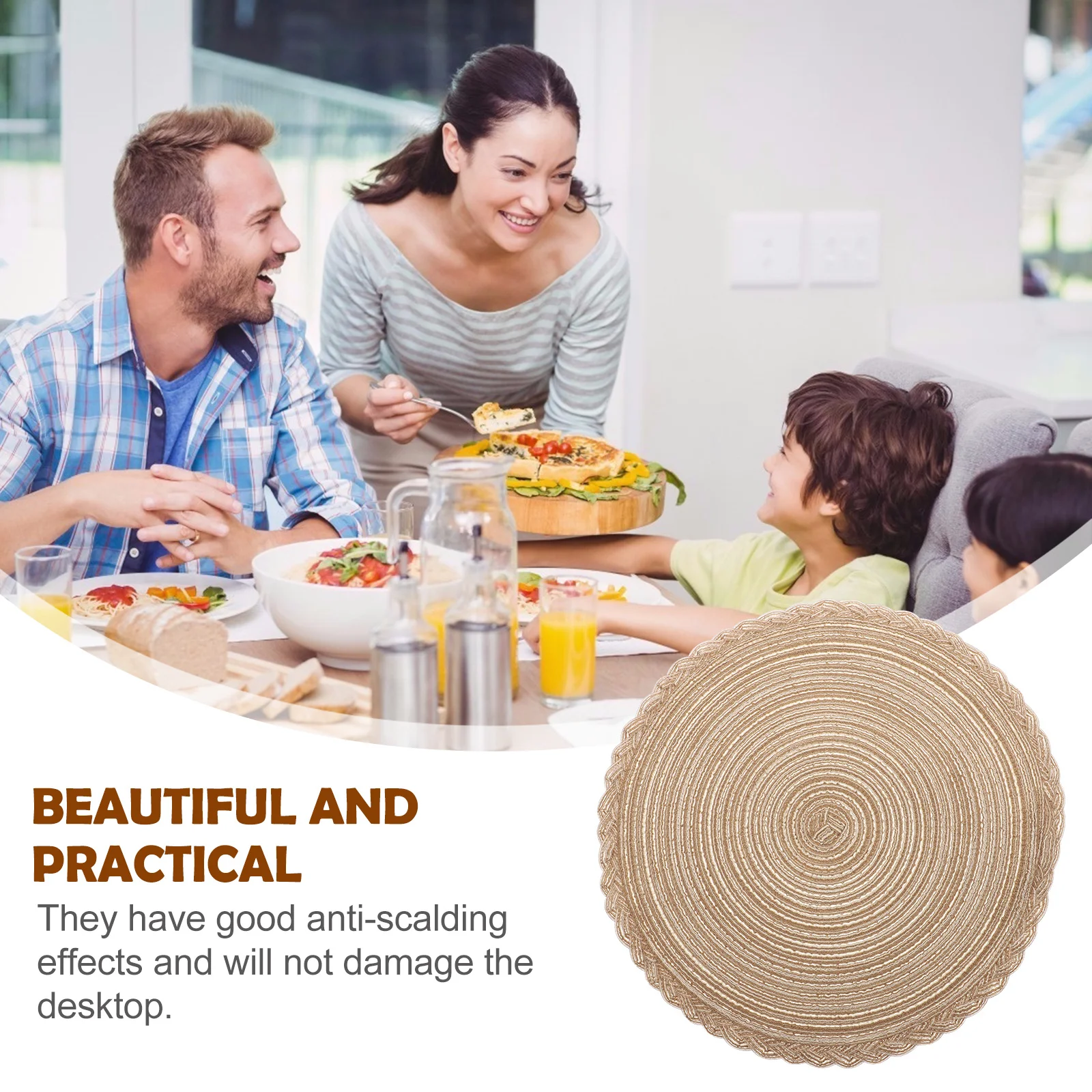 2 قطعة تحديد الموقع المستديرة سطح أملس معزول للحرارة الجدول الحصير سطح المكتب الديكور عدم الانزلاق الوقايات لوازم الطعام